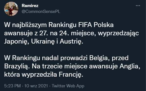 AWANS POLSKI w rankingu FIFA!